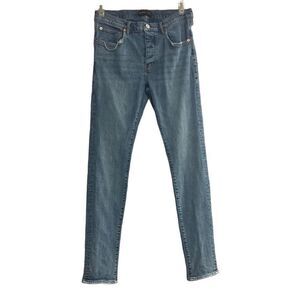 PURPLE BRAND Men’s P001 Button Fly Jeans Blue 34 Distressed  Destroyed Inseam 32